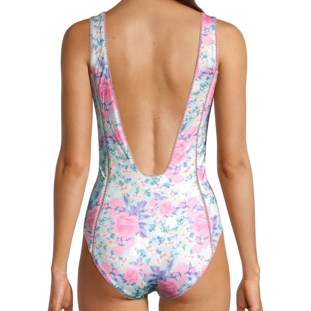 Loveshackfancy Mikkel Floral One-Piece Swimsuit Xs View 3